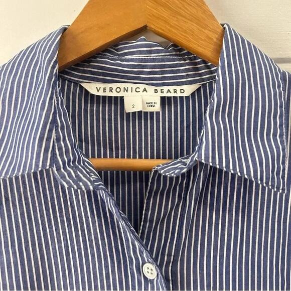 Veronica Beard Blue Striped Blouse - Picture 6 of 11